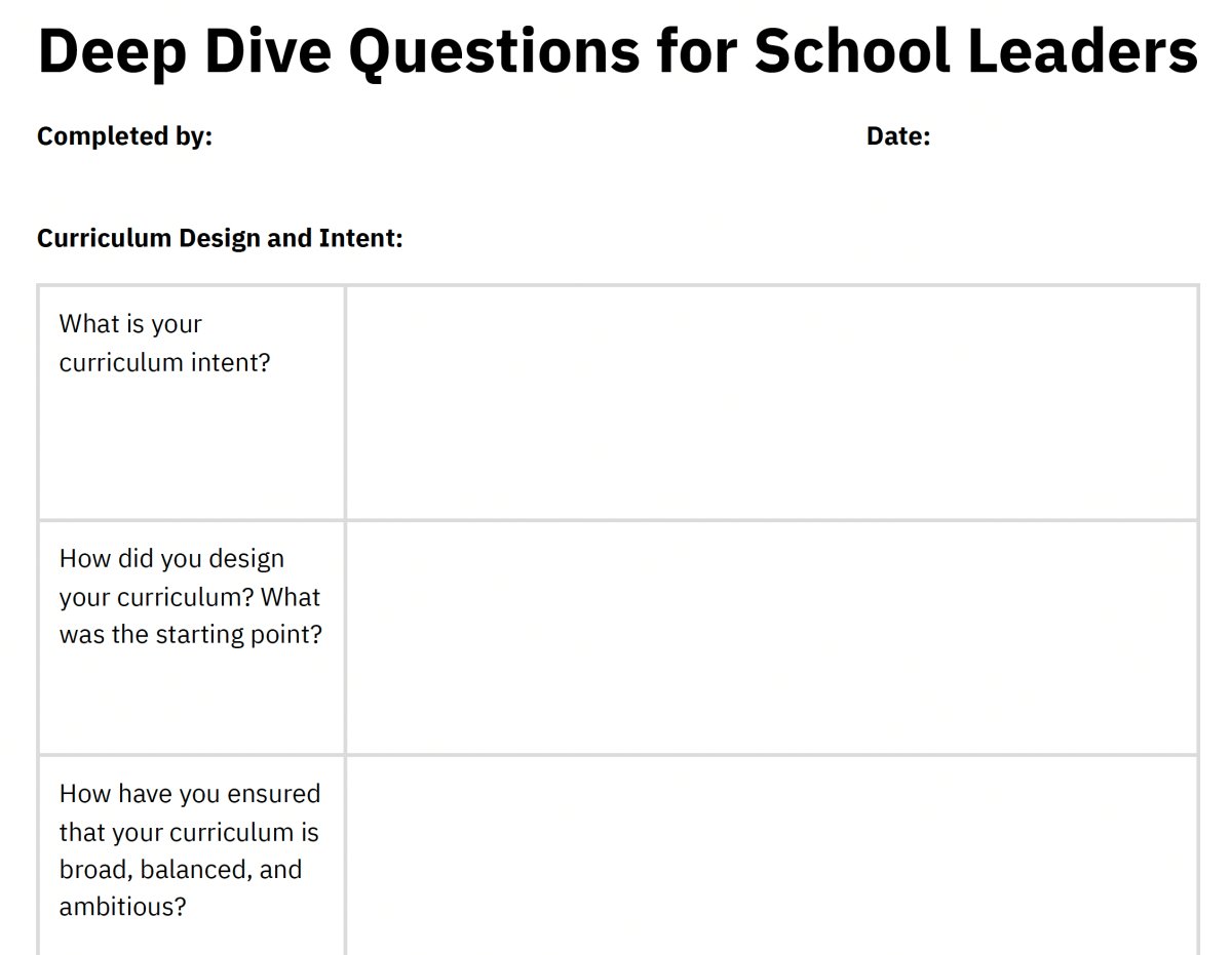 Deep Dive Questions for School Leaders - School Leaders Shop